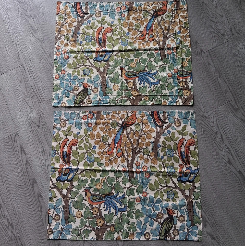 Pottery Barn Mayle Pillow Shams Birds Botanical Floral Set Of 2